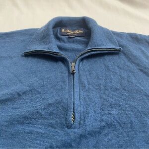 Brooks Brothers Italian Merino Wool 1/4 Zip Sweater Vest Preppy Blue Men’s XL